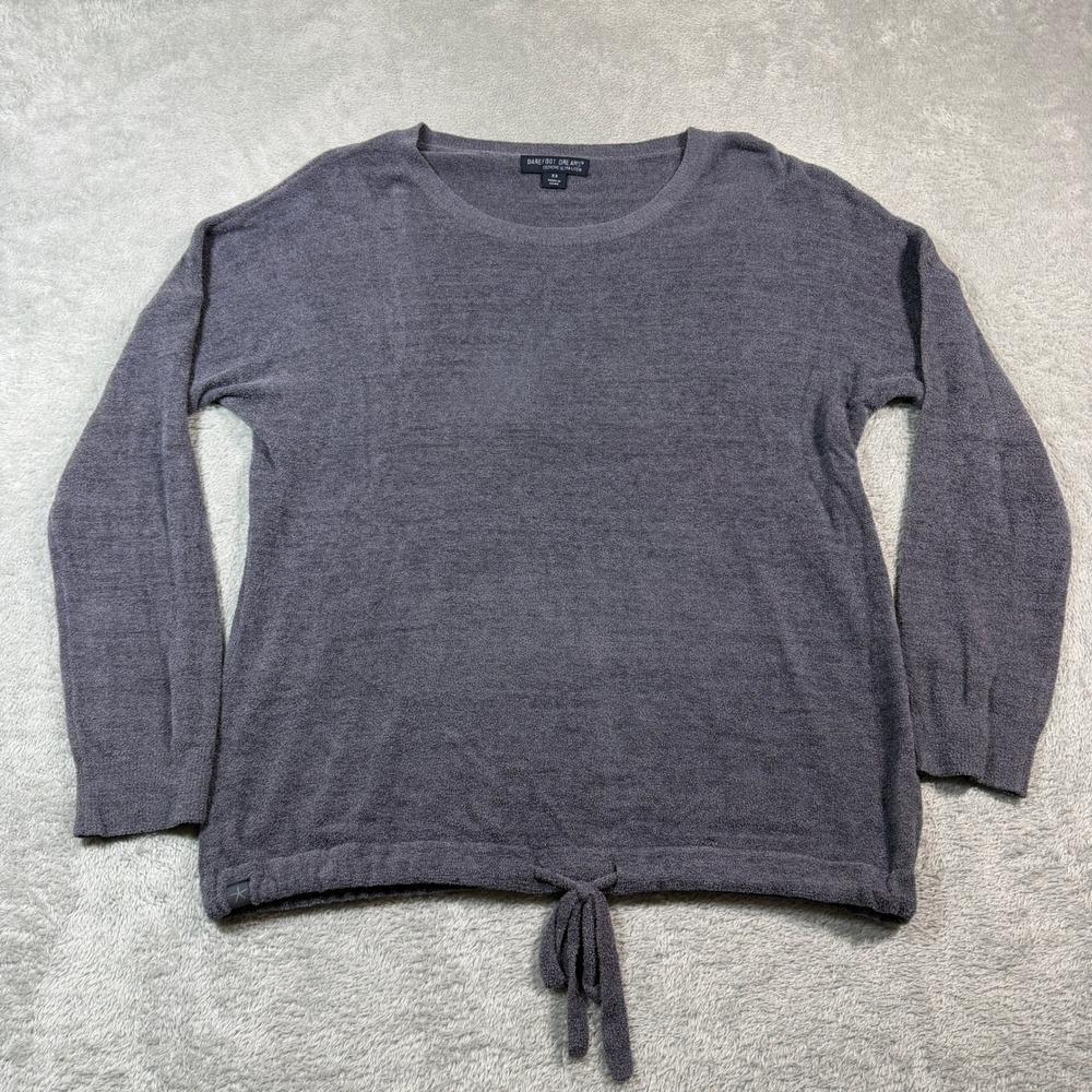 Barefoot Dreams CozyChic Ultra Lite Slouchy Pullover Women XS Purple Tie Hem